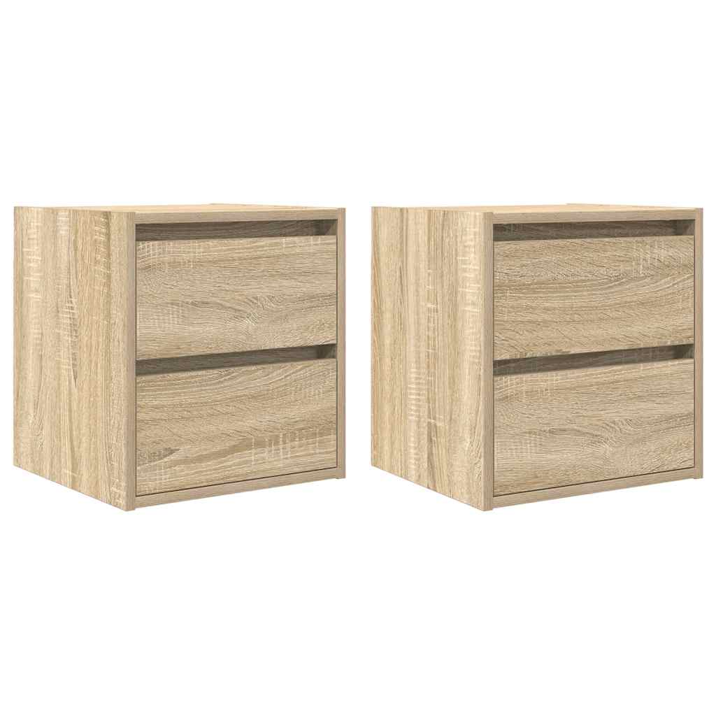 Wall-mounted bedside tables, 2 pieces, Sonoma oak, 38 x 34 x 40 cm