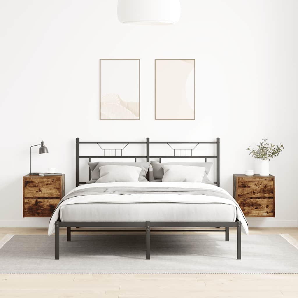 Wall-mounted bedside tables, 2 pieces, smoked oak, 38 x 34 x 40 cm