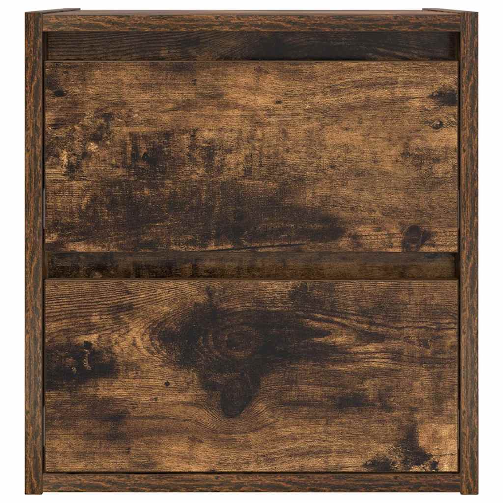 Wall-mounted bedside tables, 2 pieces, smoked oak, 38 x 34 x 40 cm