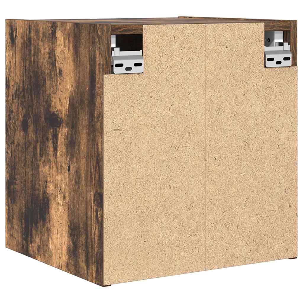 Wall-mounted bedside tables, 2 pieces, smoked oak, 38 x 34 x 40 cm