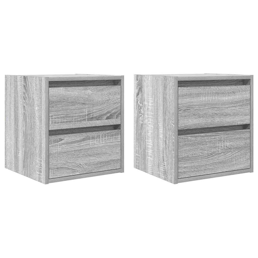 Wall-mounted bedside tables, 2 pieces, Sonoma gray, 38 x 34 x 40 cm