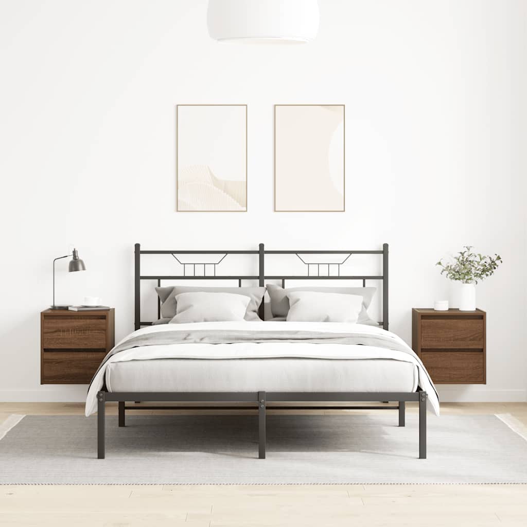 Wall-mounted bedside tables, 2 pieces, brown oak look, 38 x 34 x 40 cm