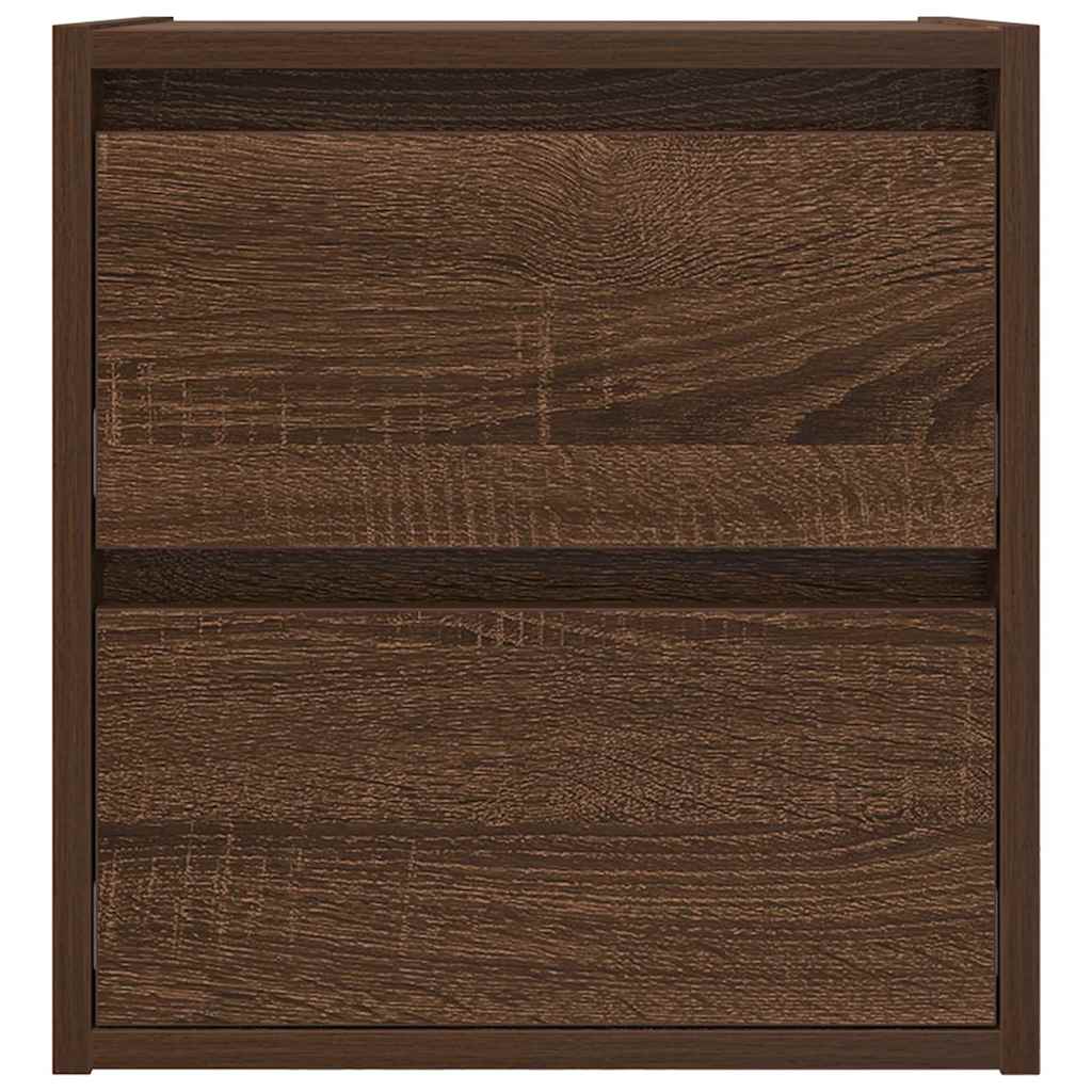 Wall-mounted bedside tables, 2 pieces, brown oak look, 38 x 34 x 40 cm