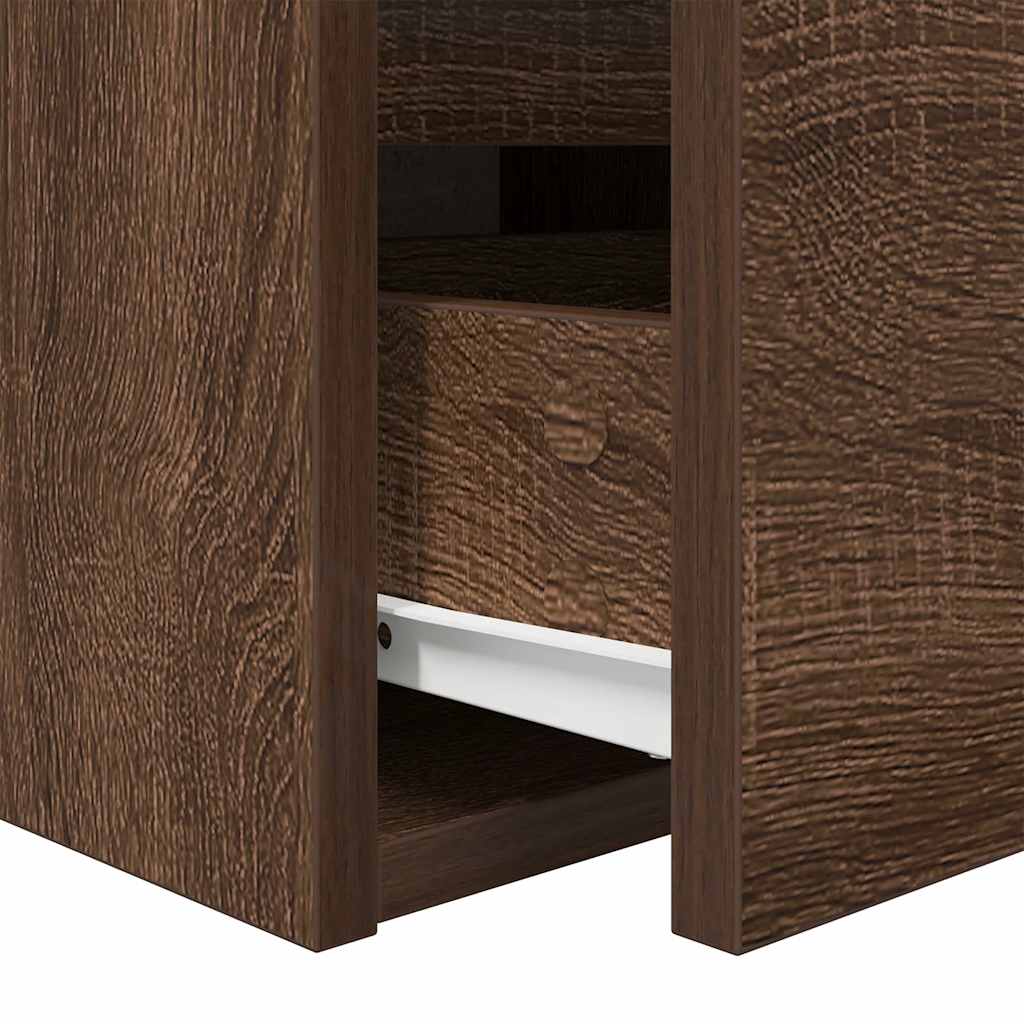 Wall-mounted bedside tables, 2 pieces, brown oak look, 38 x 34 x 40 cm