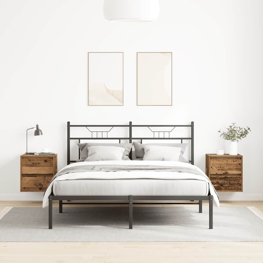 Wall-mounted bedside tables (2 pieces), reclaimed wood look, 38x34x40 cm