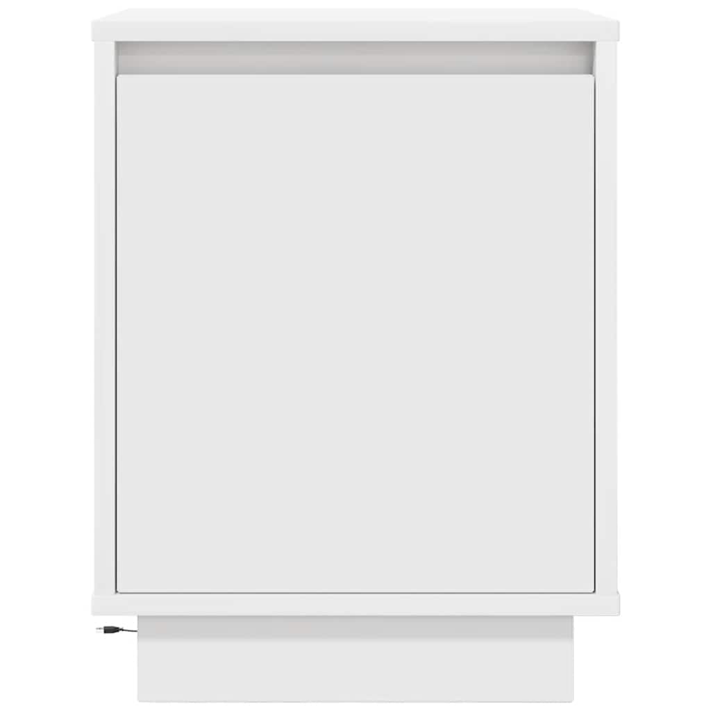 Bedside table with LED lights white 38x34x50 cm