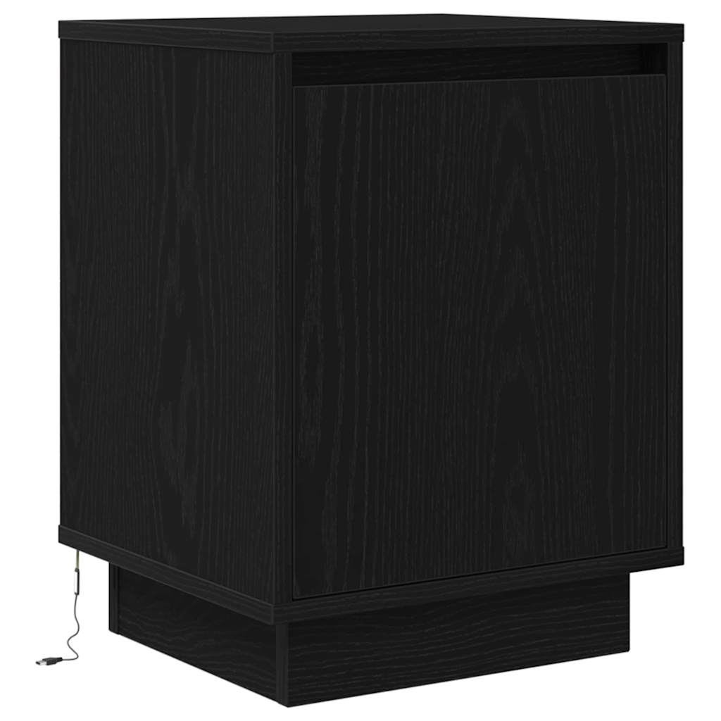 Bedside table with LED lights Black 38x34x50 cm