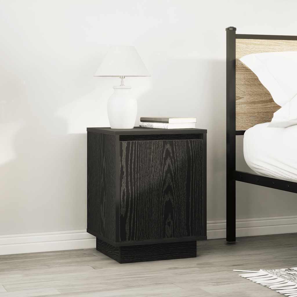 Bedside table with LED lights Black 38x34x50 cm