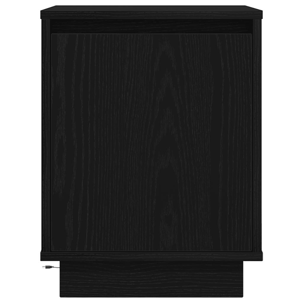 Bedside table with LED lights Black 38x34x50 cm