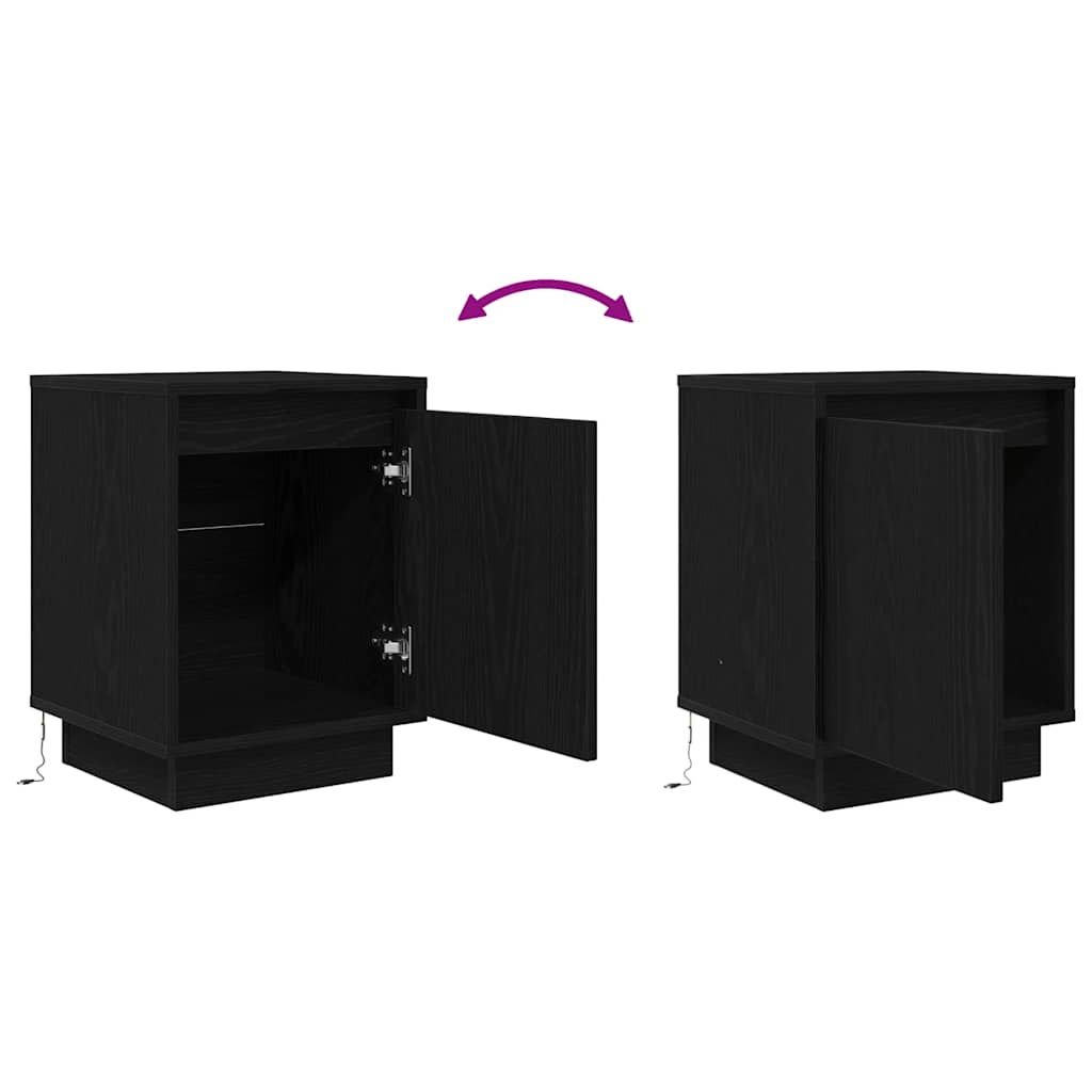 Bedside table with LED lights Black 38x34x50 cm