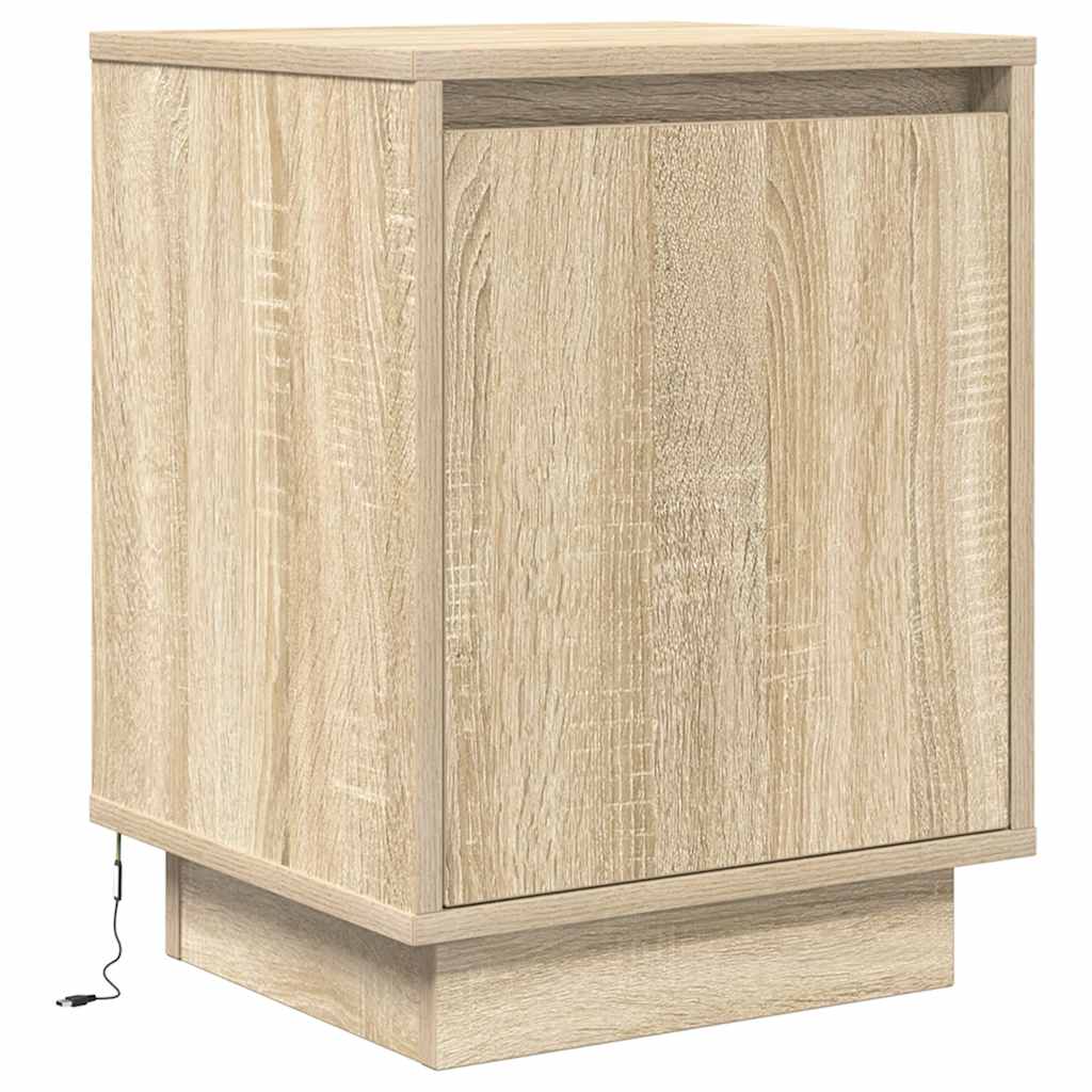 Bedside table with LED lights Sonoma oak 38x34x50 cm
