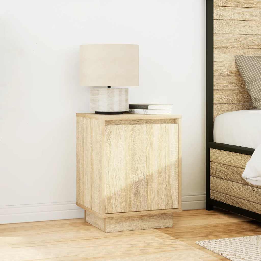 Bedside table with LED lights Sonoma oak 38x34x50 cm