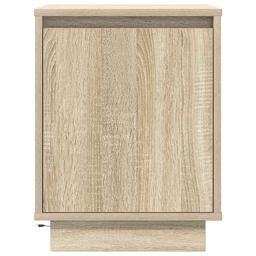 Bedside table with LED lights Sonoma oak 38x34x50 cm