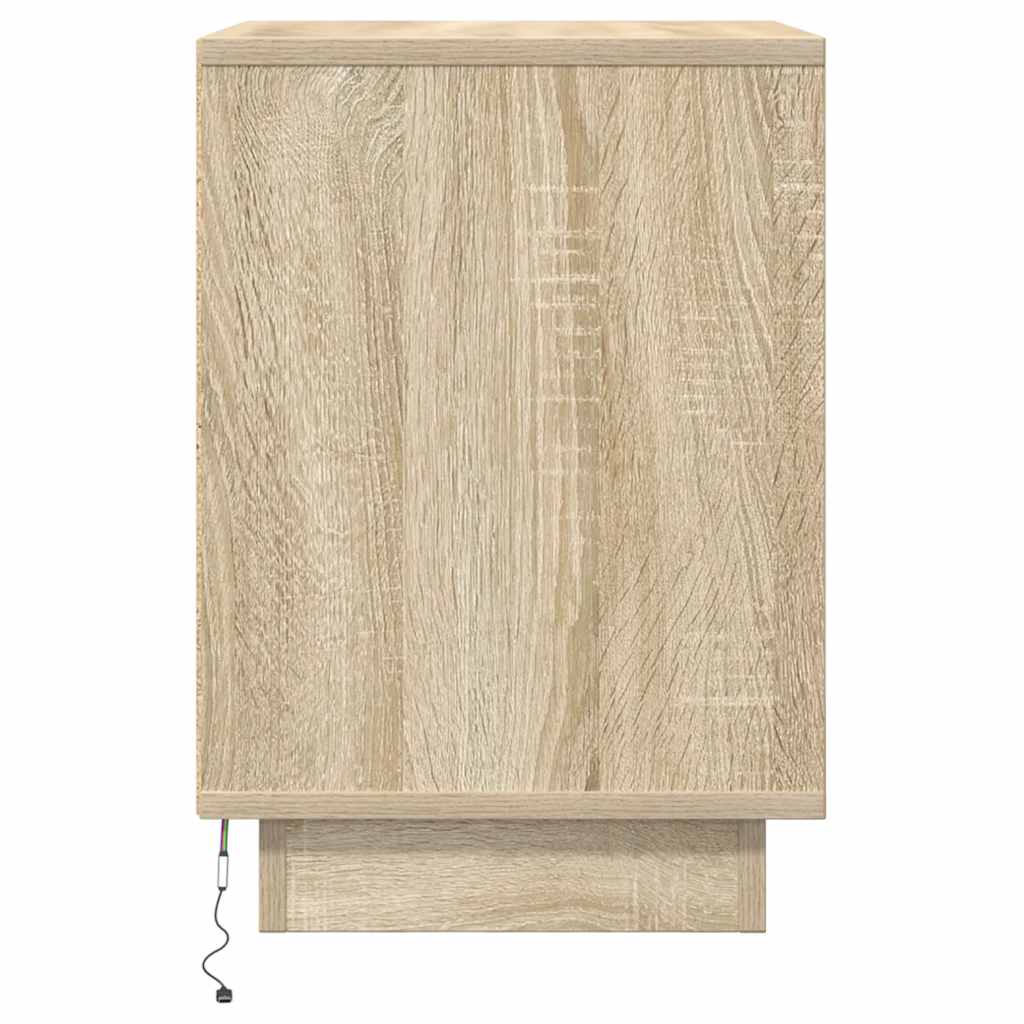 Bedside table with LED lights Sonoma oak 38x34x50 cm