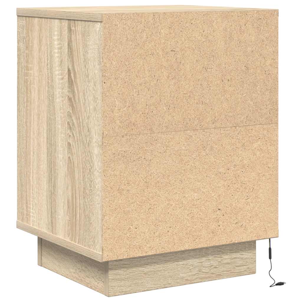Bedside table with LED lights Sonoma oak 38x34x50 cm