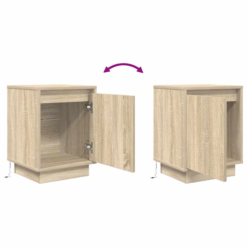 Nachttische mit LED-Leuchten 2 Stk. Sonoma-Eiche 38x34x50 cm