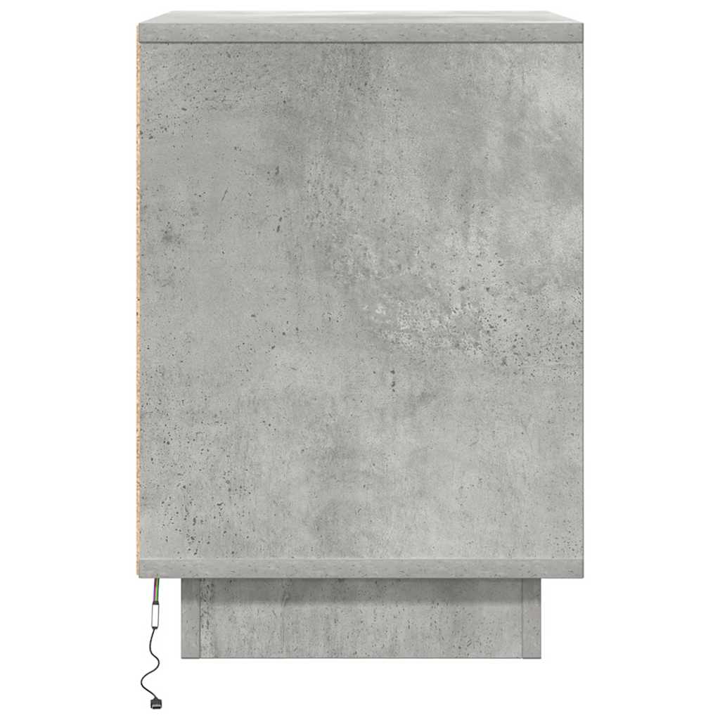 Bedside table with LED lights, concrete grey, 38 x 34 x 50 cm