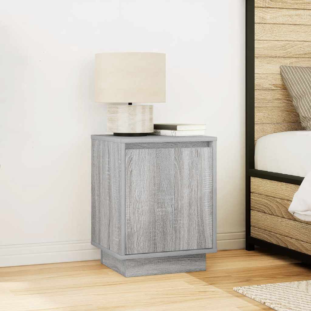 Bedside table with LED lights, Sonoma grey, 38x34x50 cm