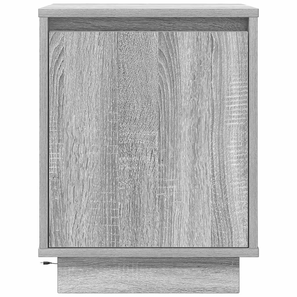 Bedside table with LED lights, Sonoma grey, 38x34x50 cm