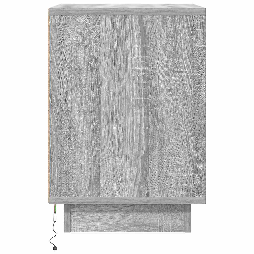 Nachttische mit LED-Leuchten 2 Stk. Grau Sonoma 38x34x50 cm