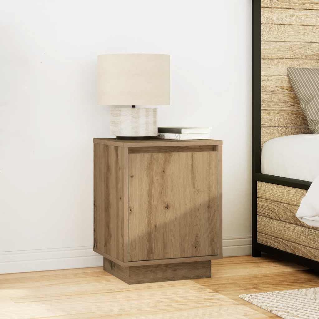 Bedside tables with LED lights, 2 pieces, Artisan oak, 38 x 34 x 50 cm