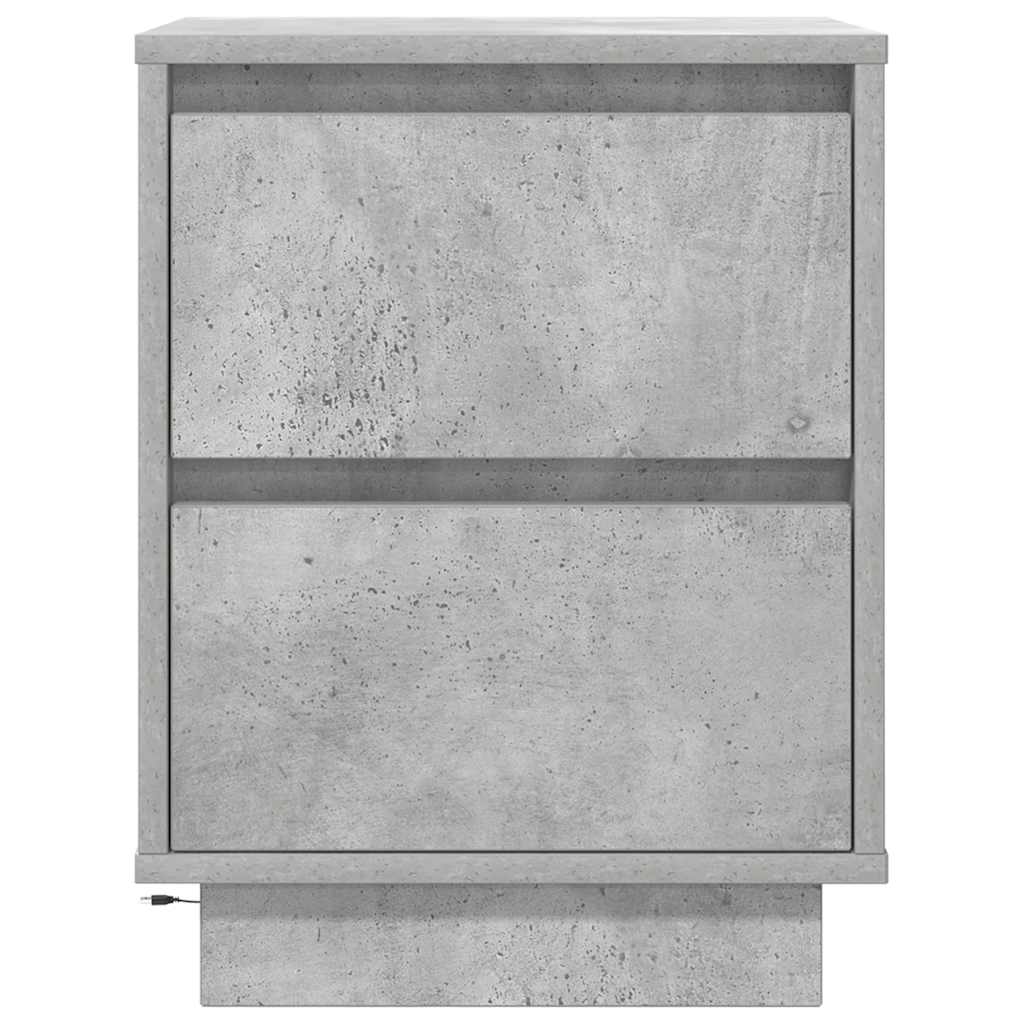 Bedside table with LED lights, concrete grey, 38 x 34 x 50 cm