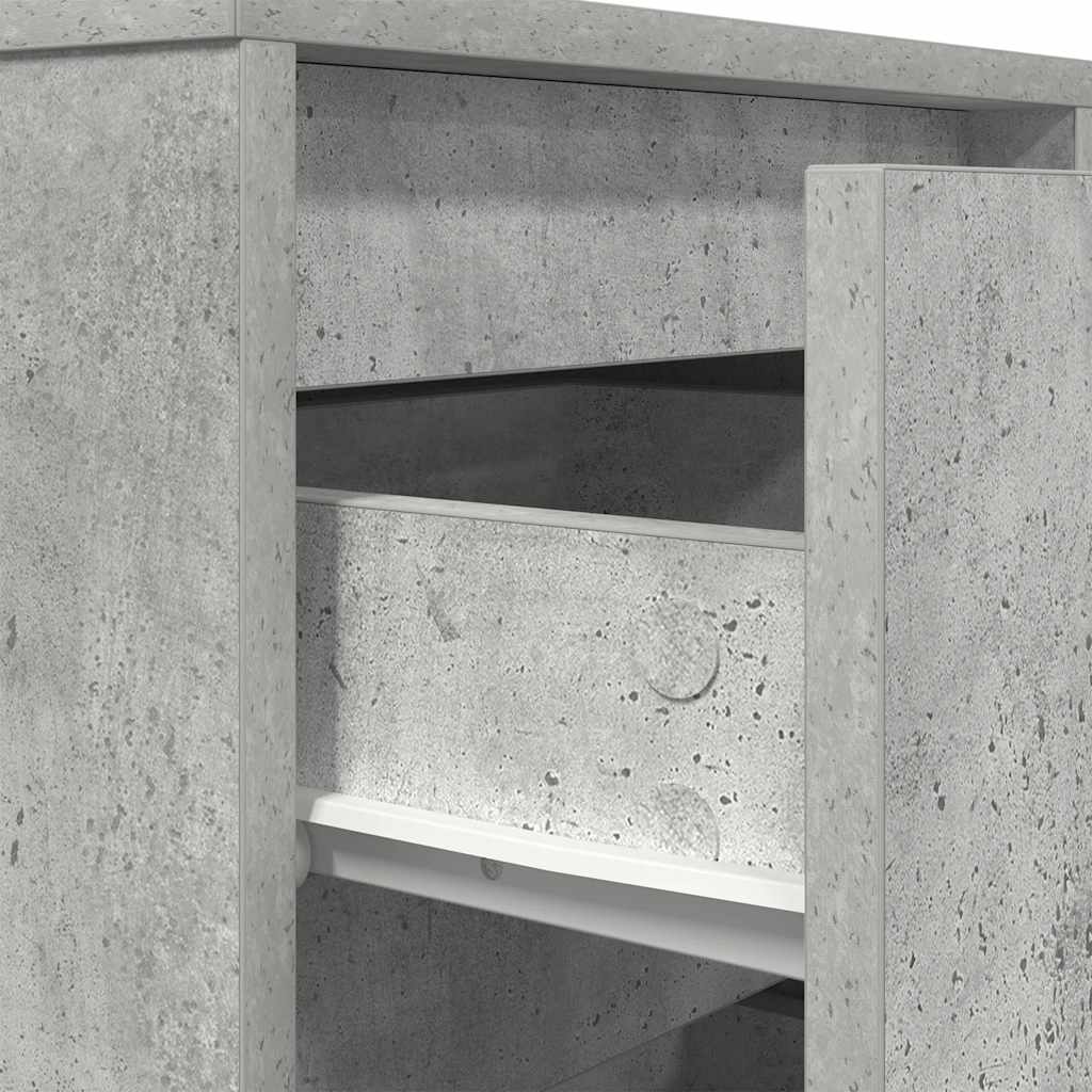 Bedside table with LED lights, concrete grey, 38 x 34 x 50 cm