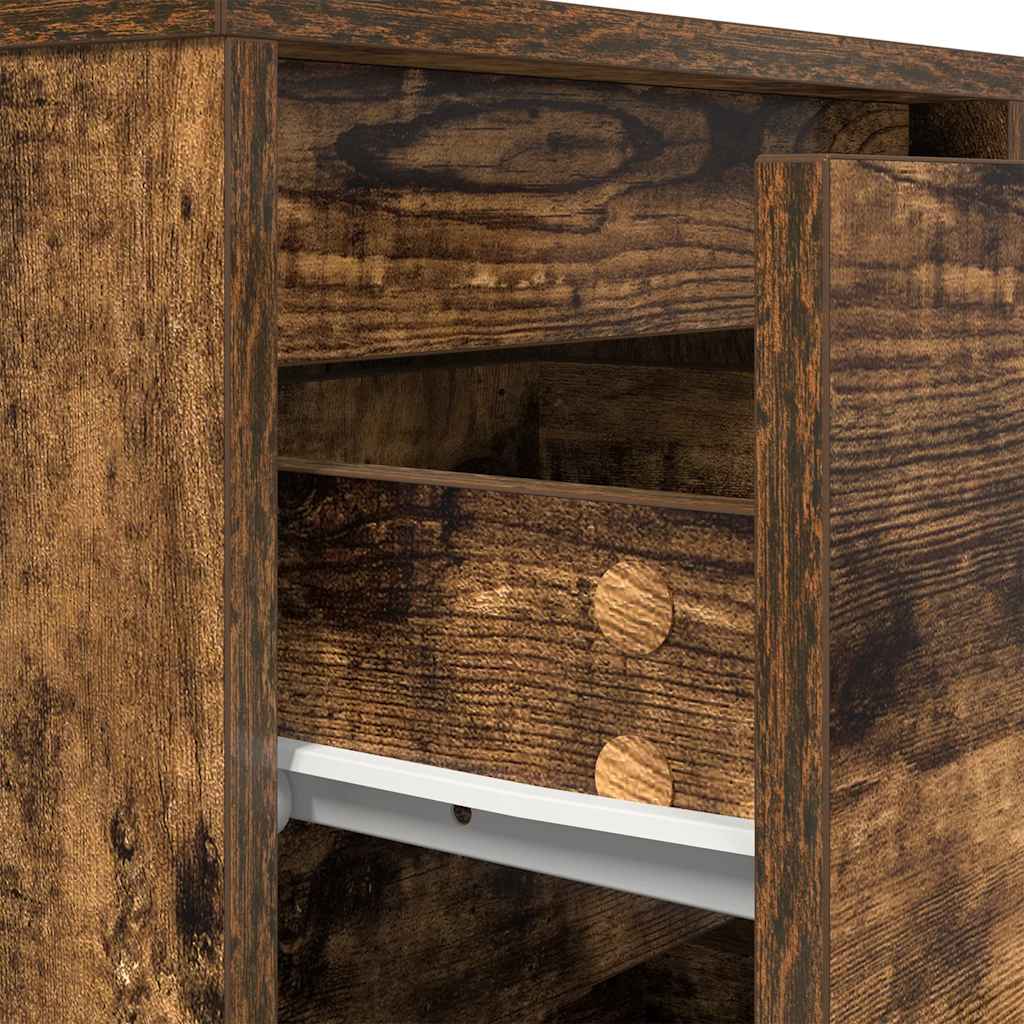 Bedside table with LED lights smoked oak 38x34x50 cm