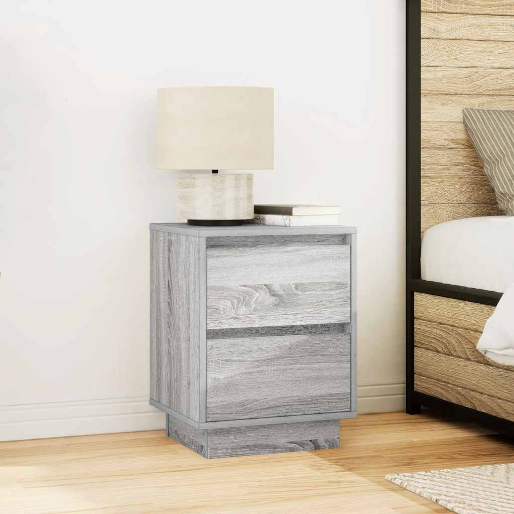 Bedside table with LED lights, Sonoma grey, 38x34x50 cm