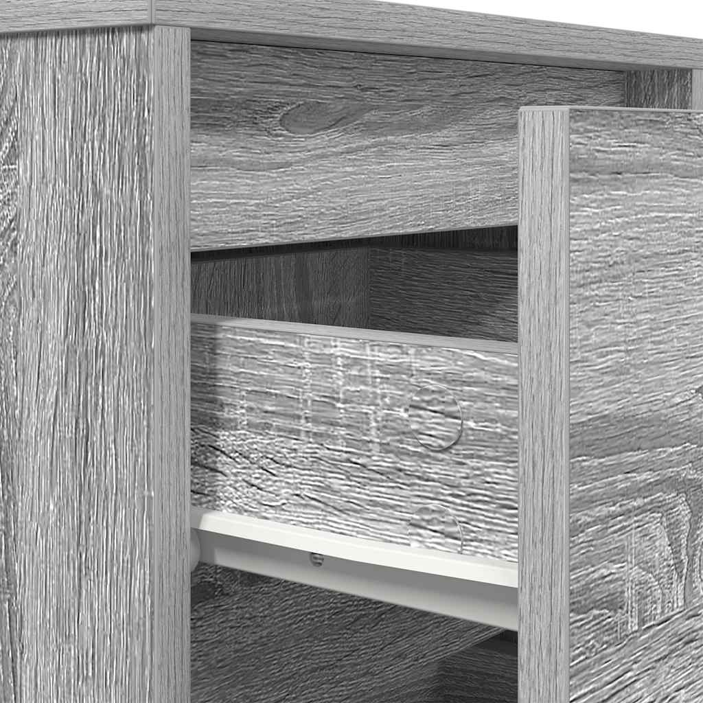 Bedside table with LED lights, Sonoma grey, 38x34x50 cm
