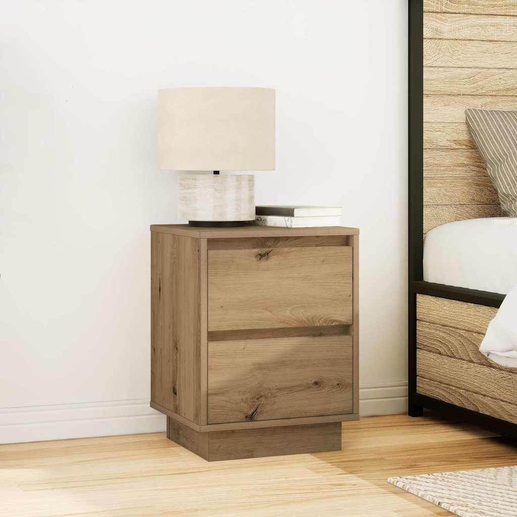 Bedside tables with LED lights, 2 pieces, Artisan oak, 38 x 34 x 50 cm