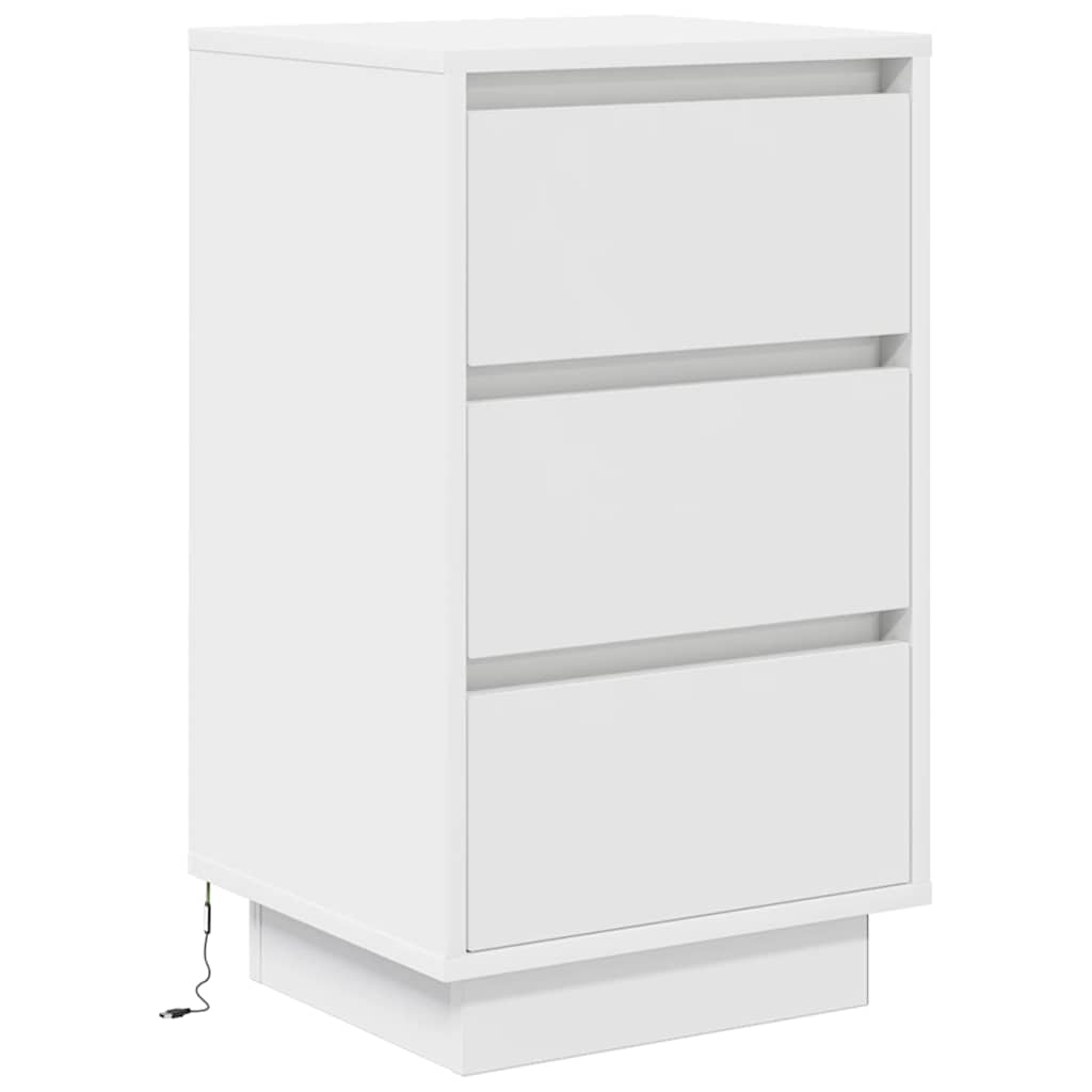 Bedside table with LED lights white 38x34x65 cm