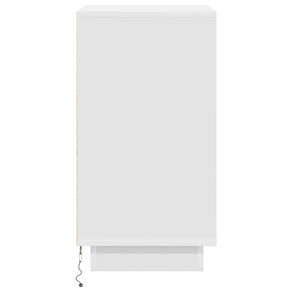 Bedside table with LED lights white 38x34x65 cm