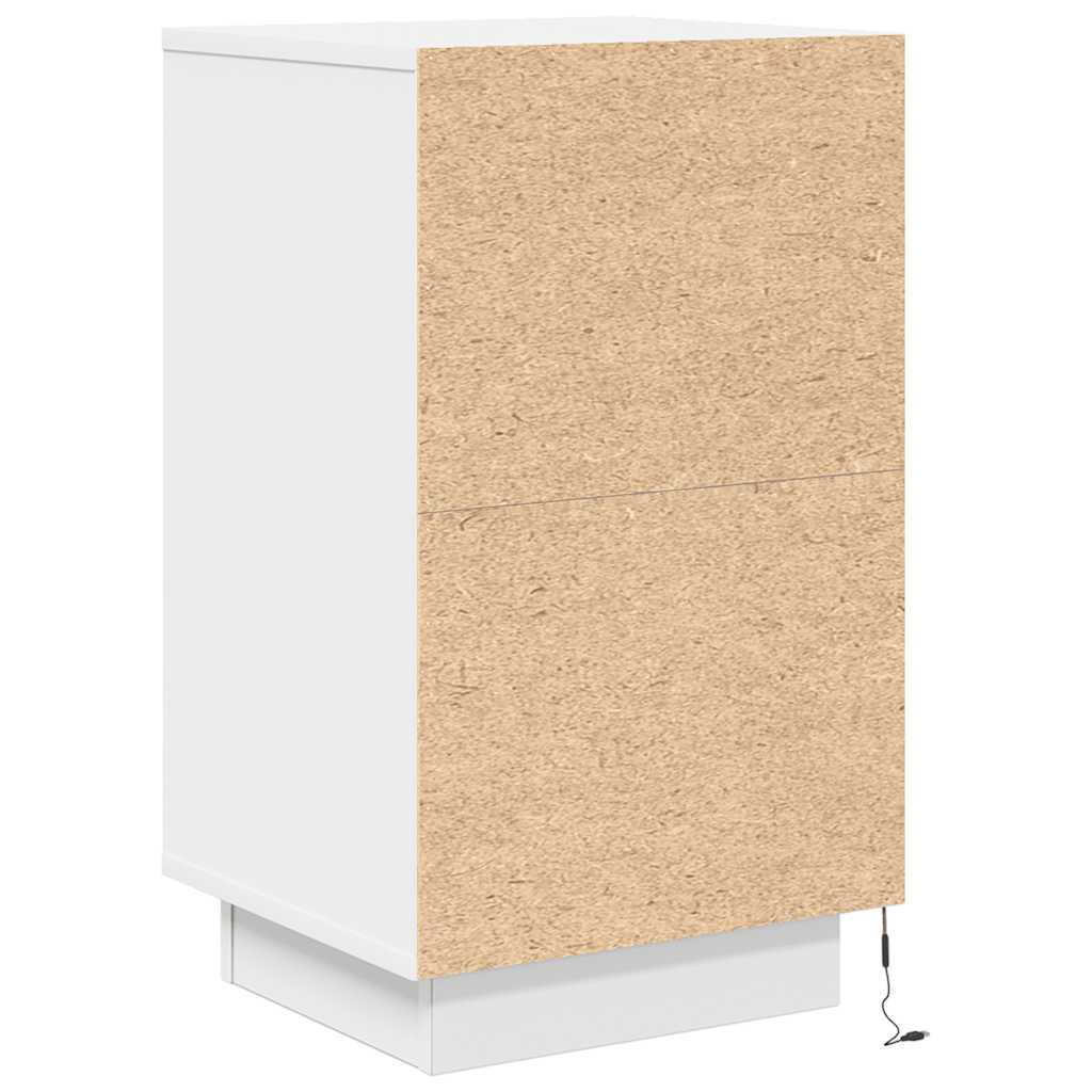 Bedside table with LED lights white 38x34x65 cm