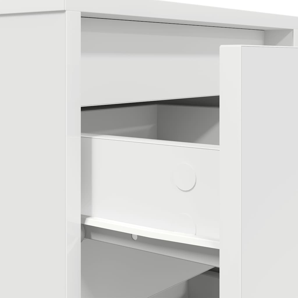 Bedside table with LED lights white 38x34x65 cm