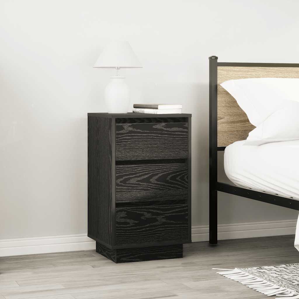 Bedside table with LED lights Black 38x34x65 cm