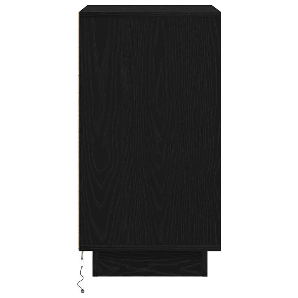 Bedside table with LED lights Black 38x34x65 cm