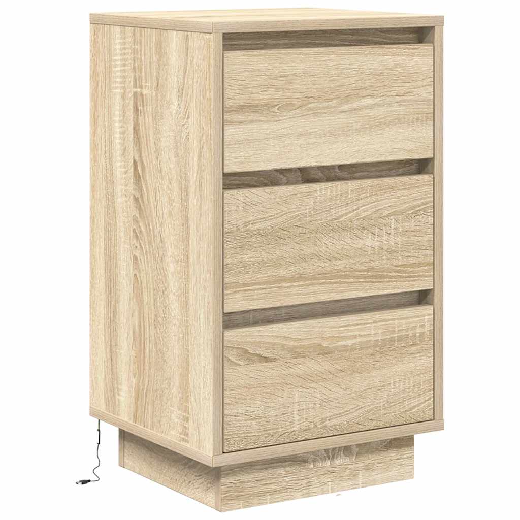 Bedside table with LED lights Sonoma oak 38x34x65 cm