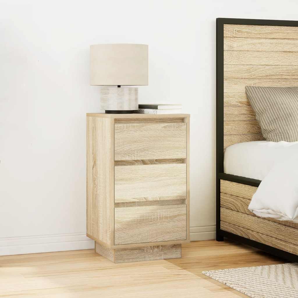 Bedside table with LED lights Sonoma oak 38x34x65 cm