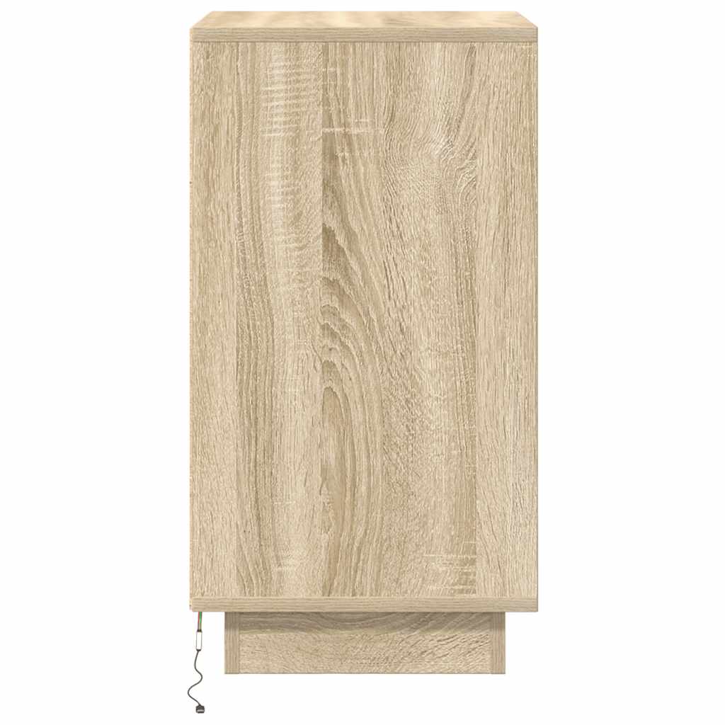 Bedside table with LED lights Sonoma oak 38x34x65 cm