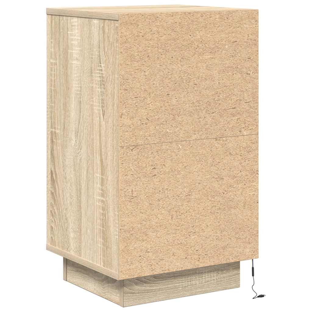 Bedside table with LED lights Sonoma oak 38x34x65 cm