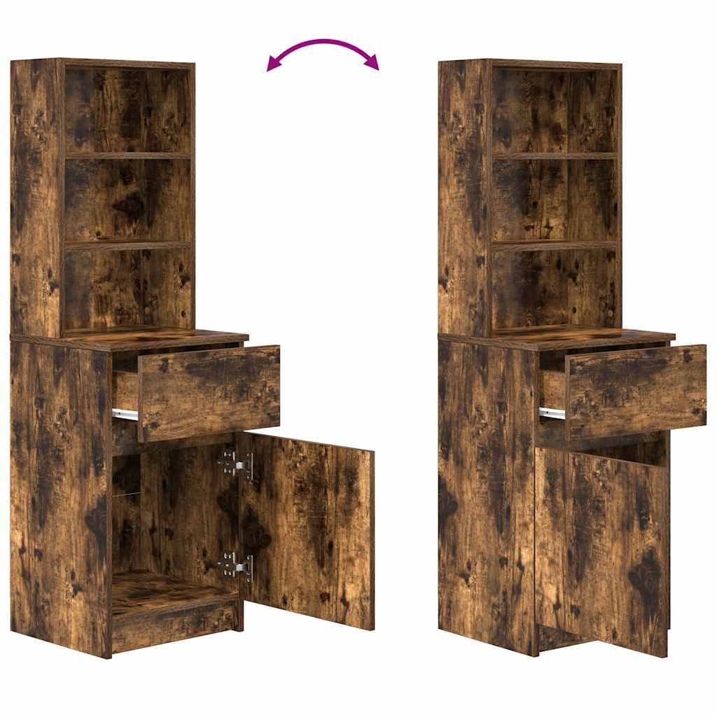 Table de chevet en chêne fumé 39x35x125 cm matériau bois