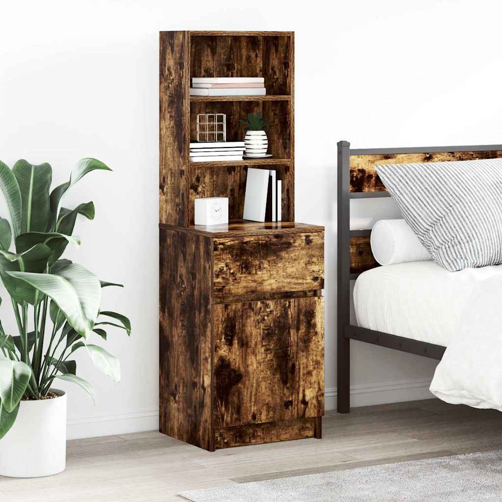 Table de chevet en chêne fumé 39x35x125 cm matériau bois