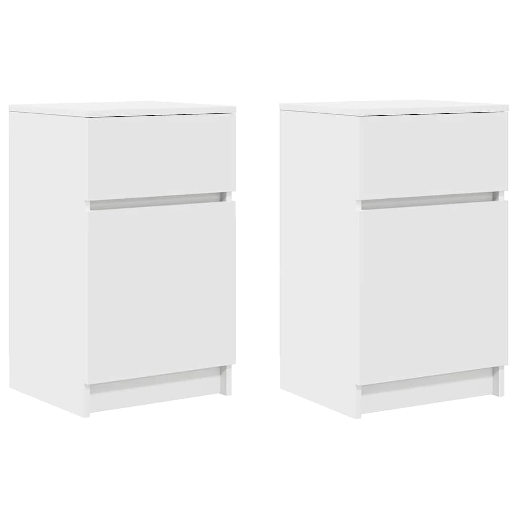 Tables de chevet, lot de 2, blanc, 39 x 35 x 65 cm, matériau à base de bois
