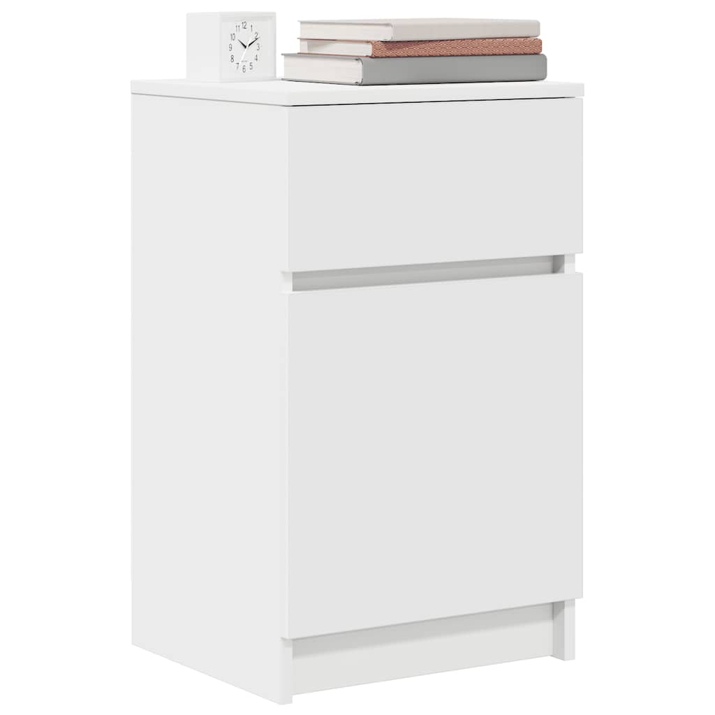 Tables de chevet, lot de 2, blanc, 39 x 35 x 65 cm, matériau à base de bois
