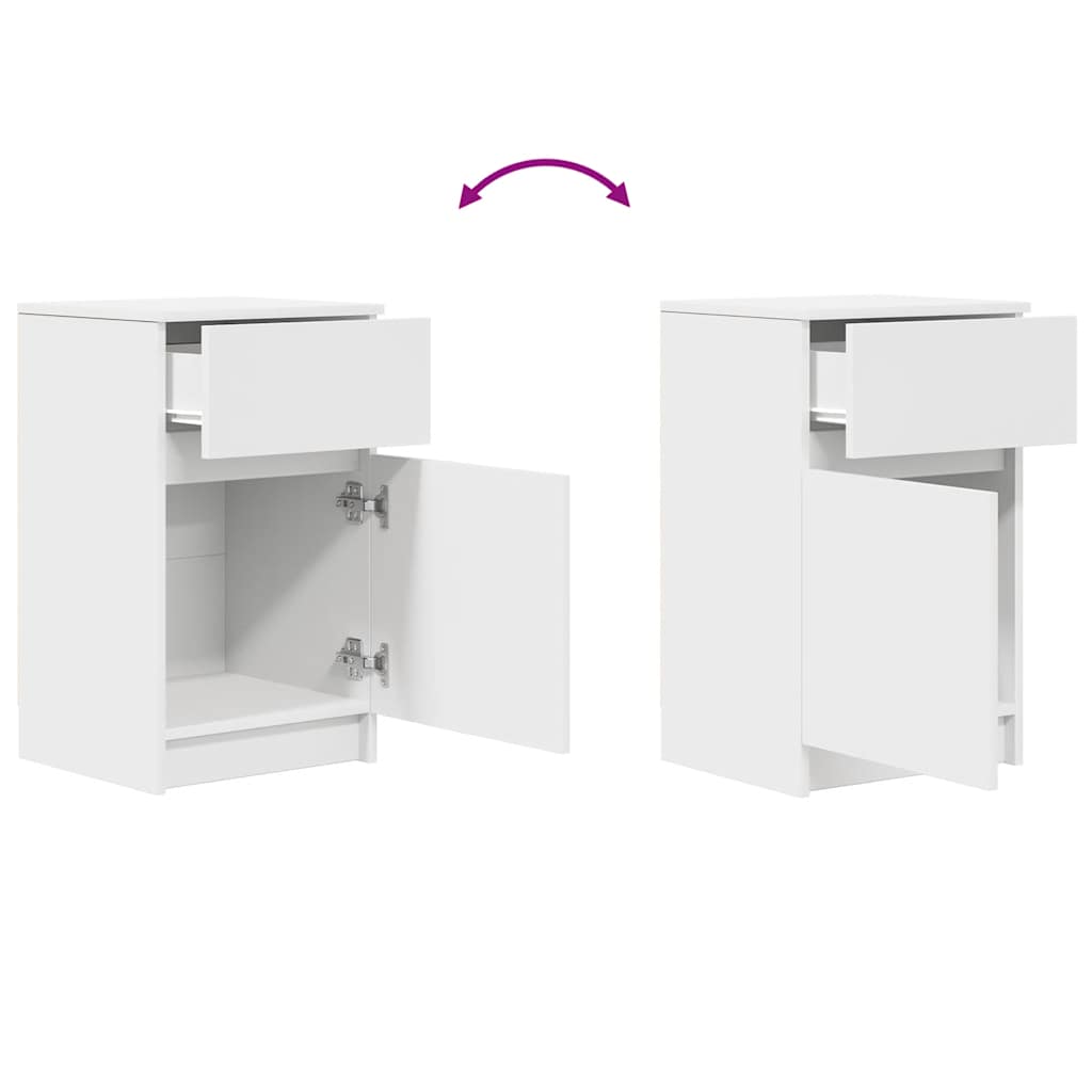 Tables de chevet, lot de 2, blanc, 39 x 35 x 65 cm, matériau à base de bois