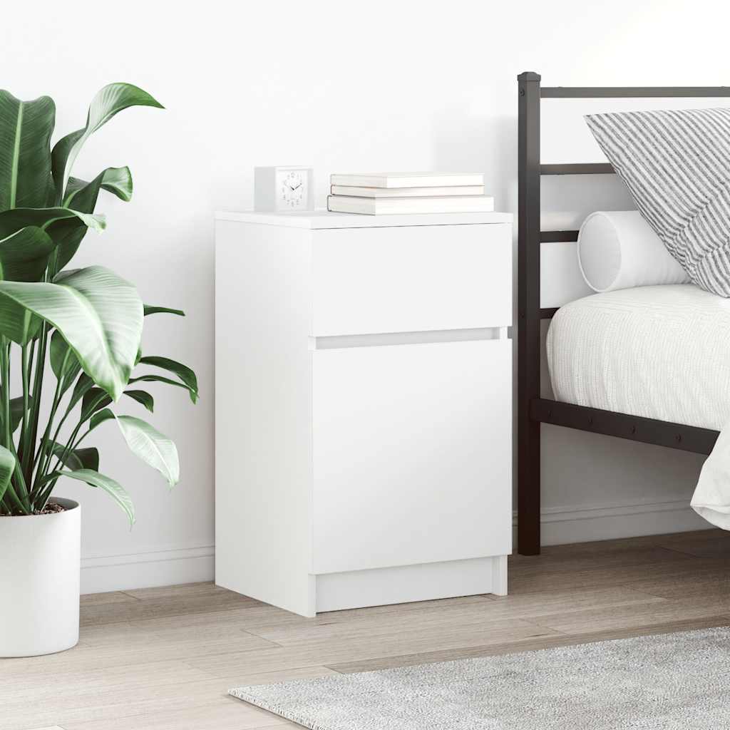 Tables de chevet, lot de 2, blanc, 39 x 35 x 65 cm, matériau à base de bois