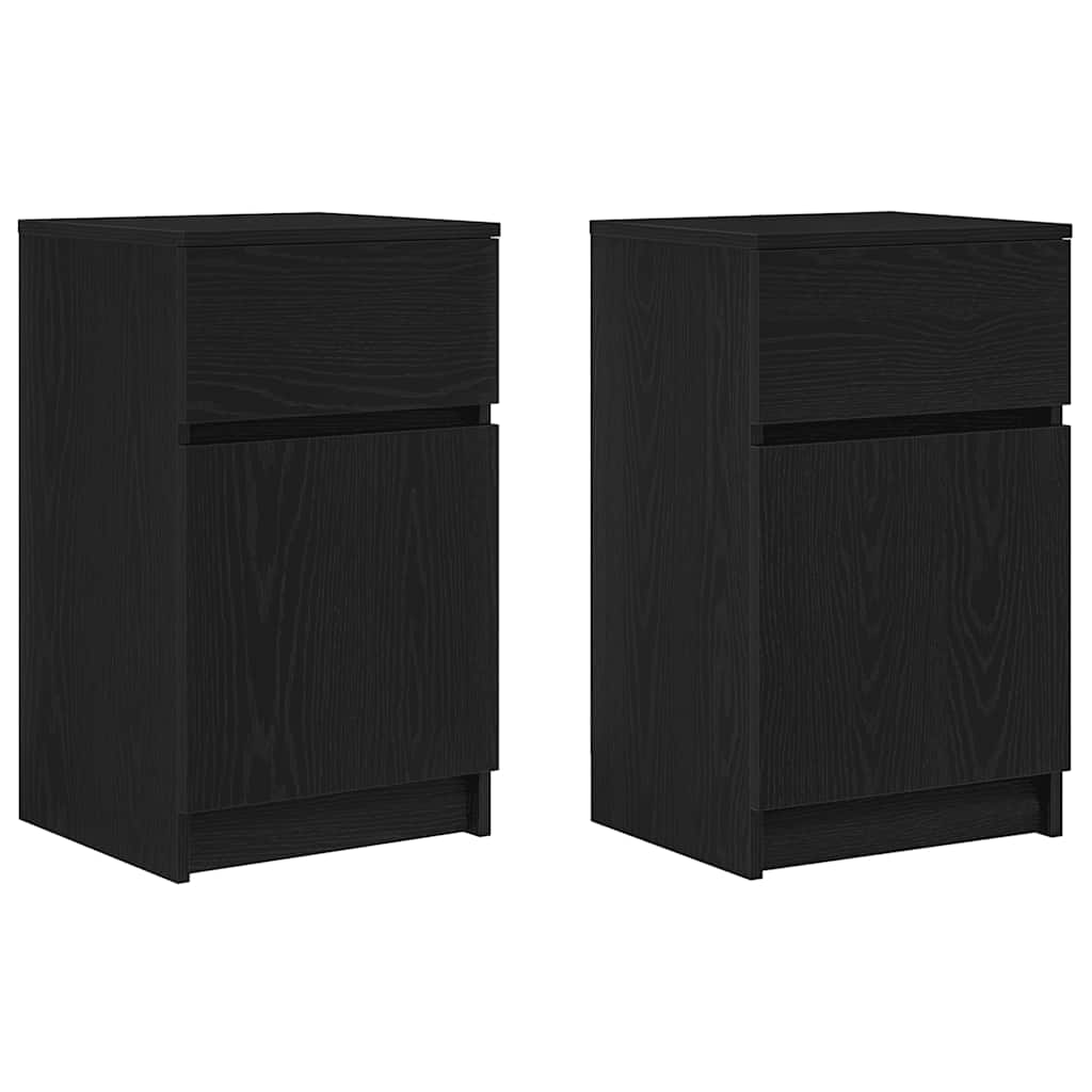 Tables de chevet, lot de 2, noires, 39 x 35 x 65 cm, en bois