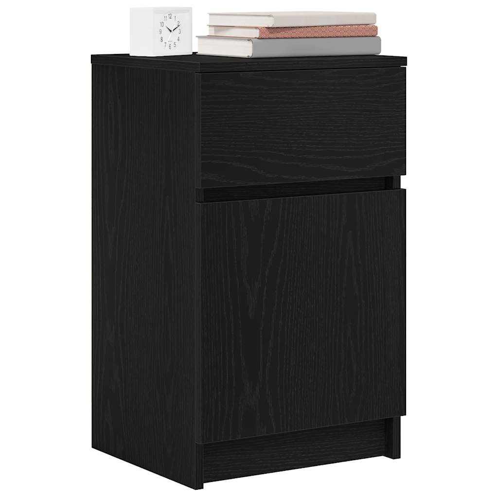 Tables de chevet, lot de 2, noires, 39 x 35 x 65 cm, en bois