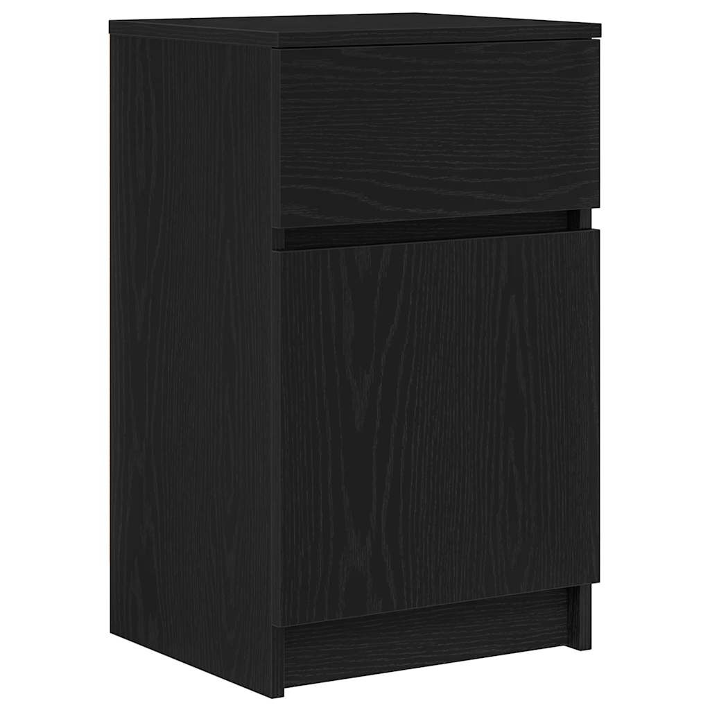 Tables de chevet, lot de 2, noires, 39 x 35 x 65 cm, en bois